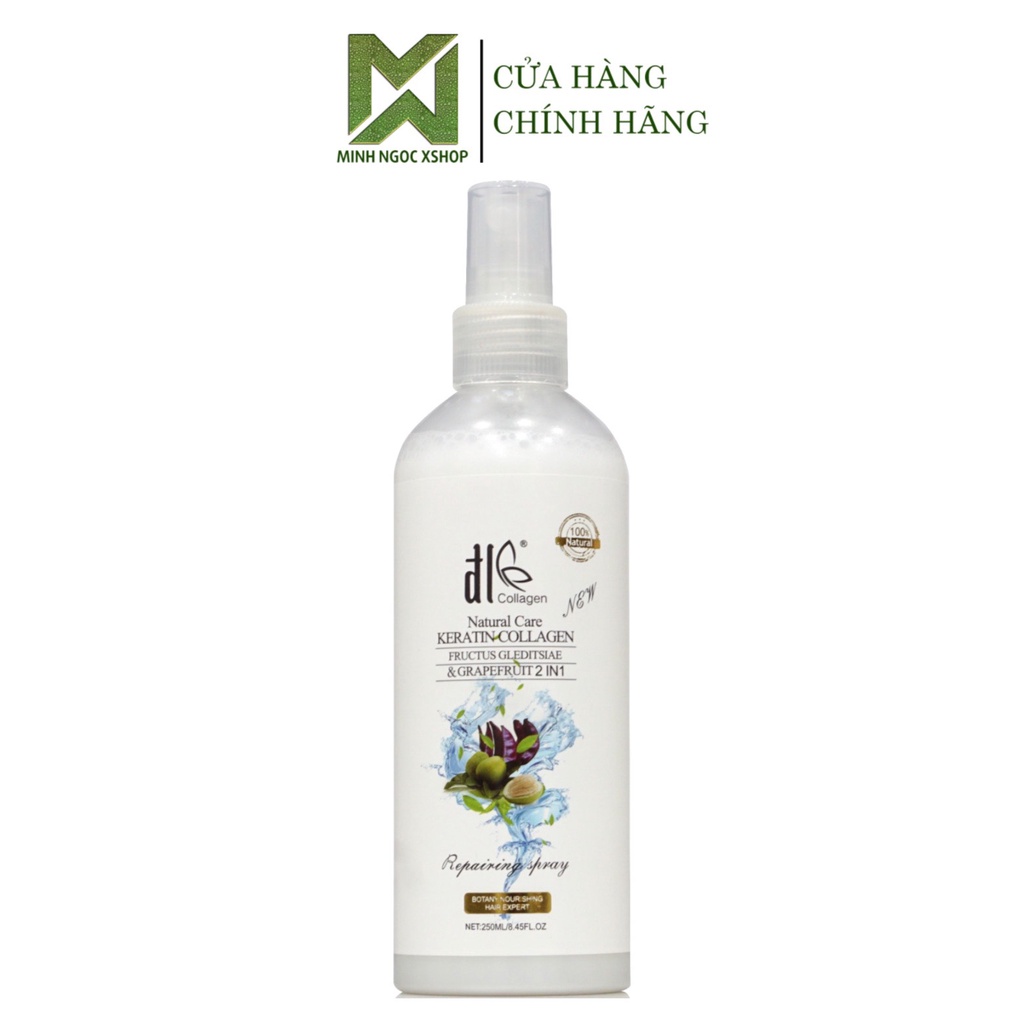 Xịt dưỡng tóc phục hồi, bảo vệ nhiệt hương nước hoa ĐL DLE Collagen 250ml
