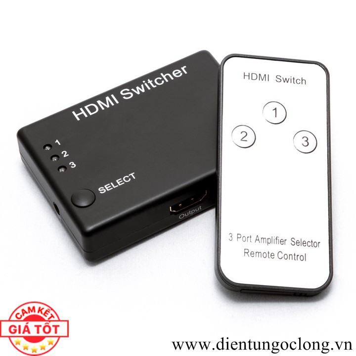 Bộ Gộp HDMI 3 Cổng IN 1 Cổng OUT Có Remote Điều Khiển