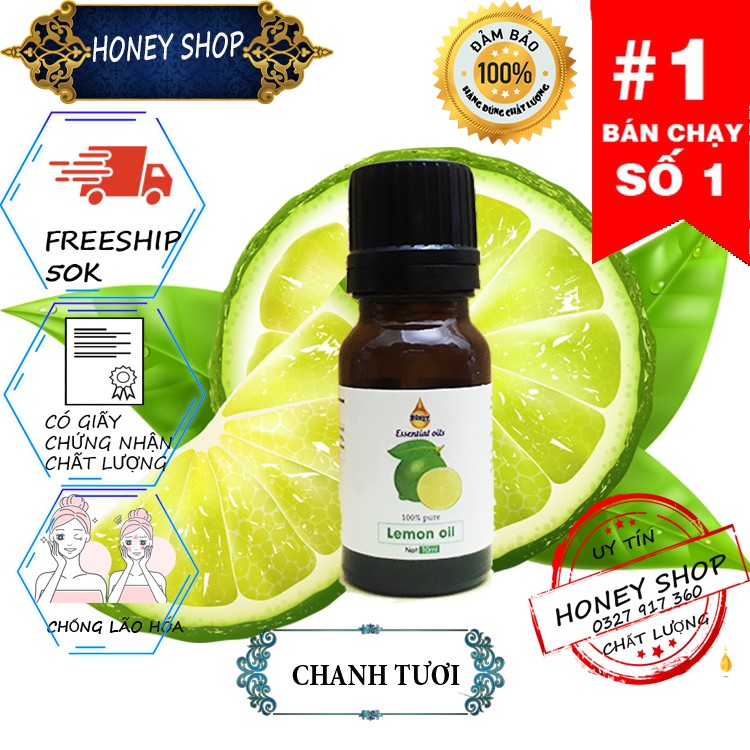 10 ml Tinh dầu chanh tươi Lemon Essential Oil (Distilled)