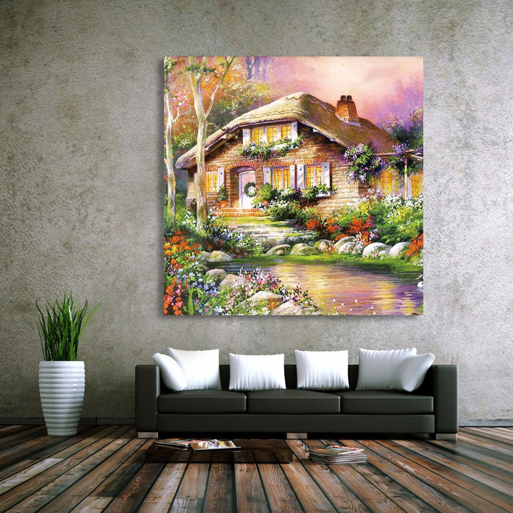 Bộ dụng cụ làm tranh đính đá thủ công họa tiết ngôi nhà | BigBuy360 - bigbuy360.vn