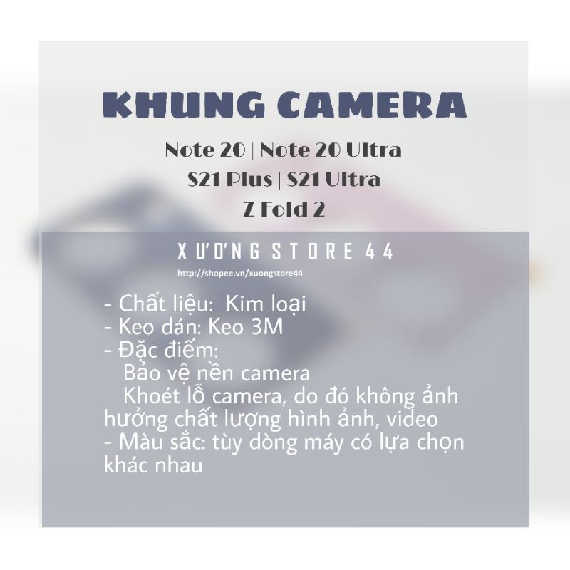 [S21U/S21+] Khung kim loại dán camera S21 Ultra/S21 Plus khét camera chụp ảnh đẹp