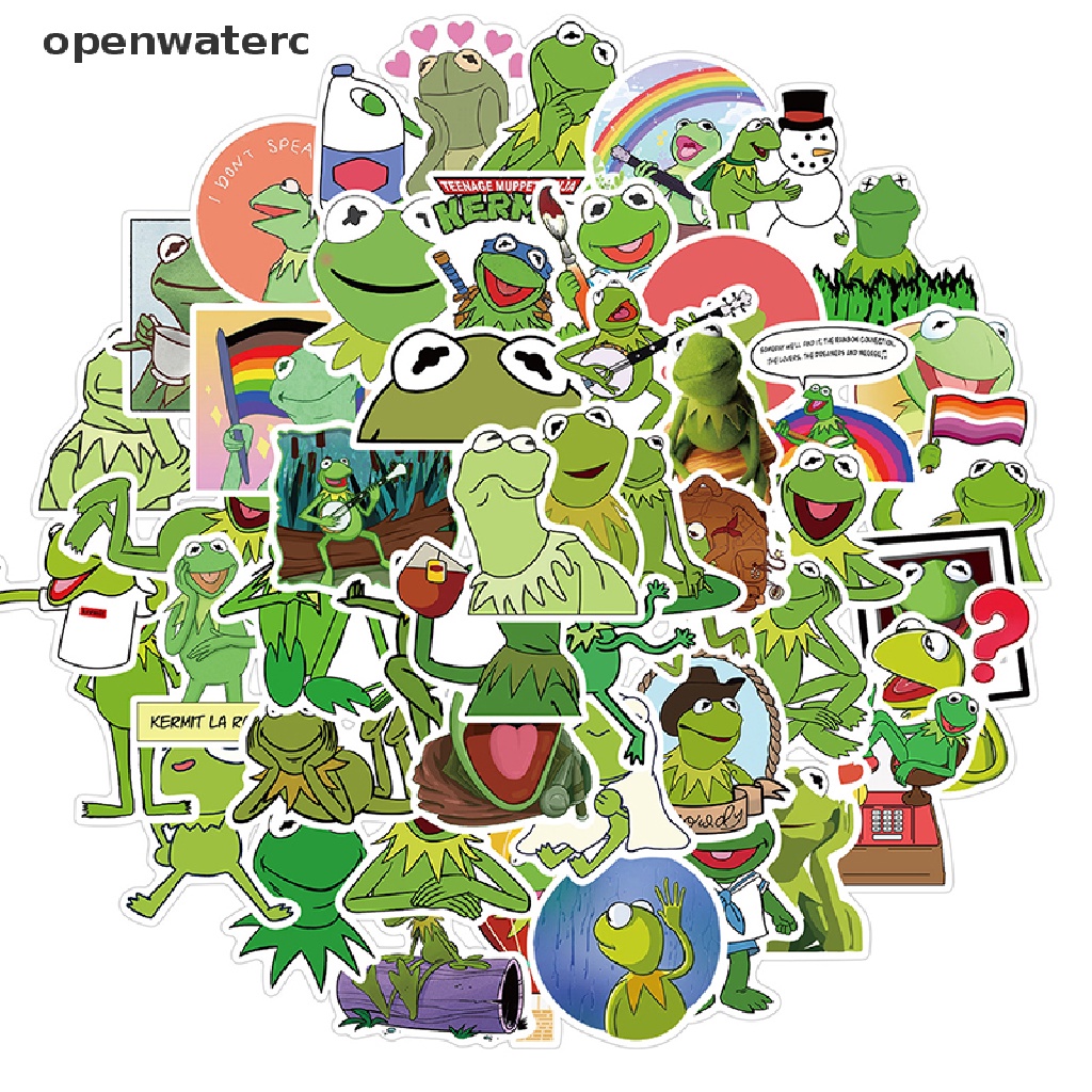 Bộ 50 Miếng Dán Hình Ếch Kermit Hoạt Hình Trang Trí Laptop Guitar Ván Trượt vn