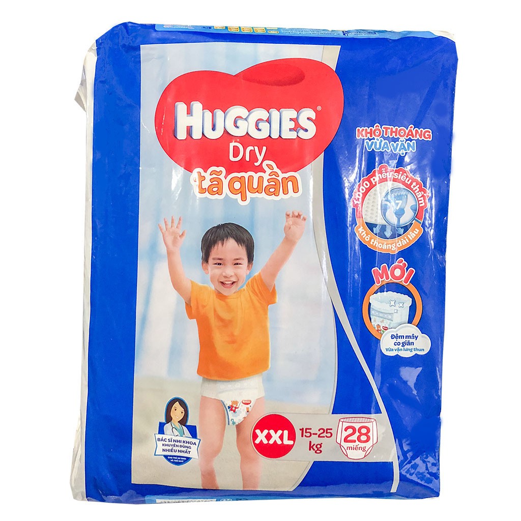 [CHÍNH HÃNG] Bỉm - Tã Quần Huggies Dry Size XXL28 Miếng (Cho bé 15-25kg)