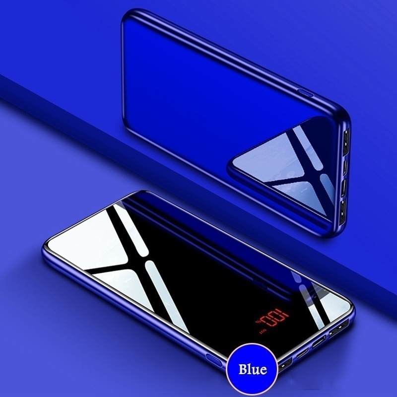 Sạc dự phòng 50000mAh Tích Hợp Sạc Nhanh Fast Charge Mặt Kính Đen hiển phần trăm thị pin. 2 USB Có Đèn