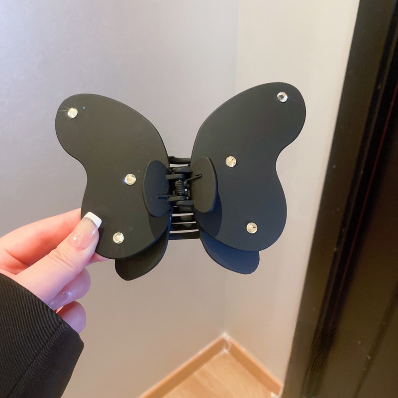 Kẹp Tóc Cá Mập Đính Kim Cương Đen Lớn Phong Cách Hàn Quốc