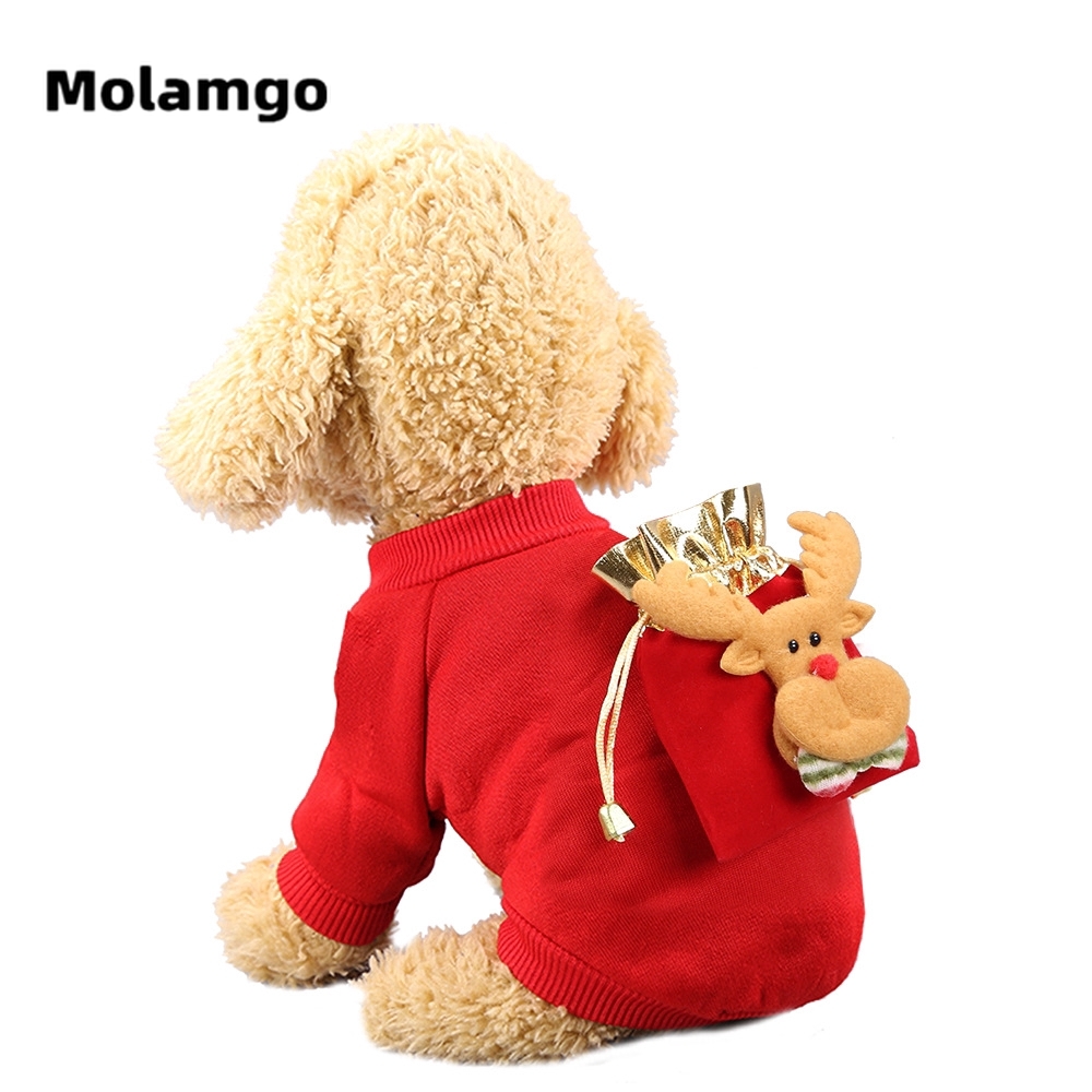 Áo len MOLAMGO giữ ấm cho thú cưng trang trí hình tuần lộc chủ đề Giáng Sinh