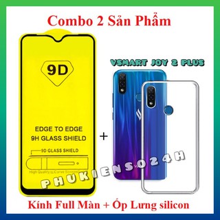 Vsmart Joy 2 plus Combo Cường lực Full màn hình + Ốp lưng silicon dẻo trong suốt loại A+ Joy 2 plus