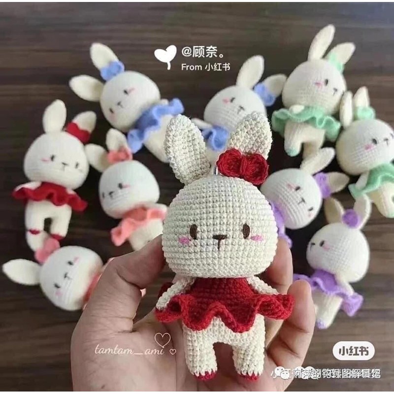 Thú móc len thỏ váy xoè dễ thương handmade