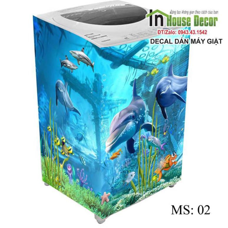 DECAL - TEM DÁN MÁY GIẶT CAO CẤP - CÁ HEO 3D - PHÙ HỢP MỌI LOẠI MÁY GIẶT