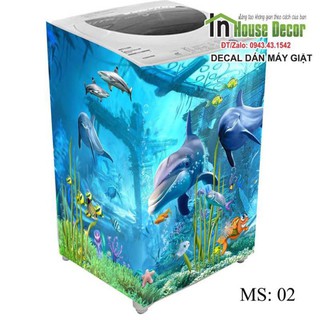 DECAL - TEM DÁN MÁY GIẶT CAO CẤP - CÁ HEO 3D - PHÙ HỢP MỌI LOẠI MÁY GIẶT