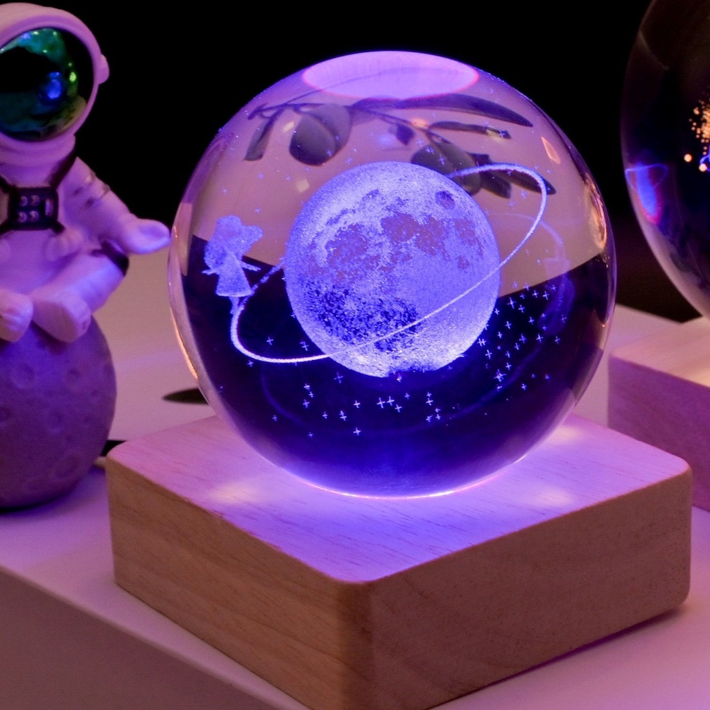 № Đèn ngủ hình quả cầu pha lê dải ngân hà, mặt trăng để bàn, decor trang trí