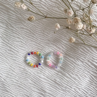 Nhẫn hạt cườm handmade màu đục / pastel