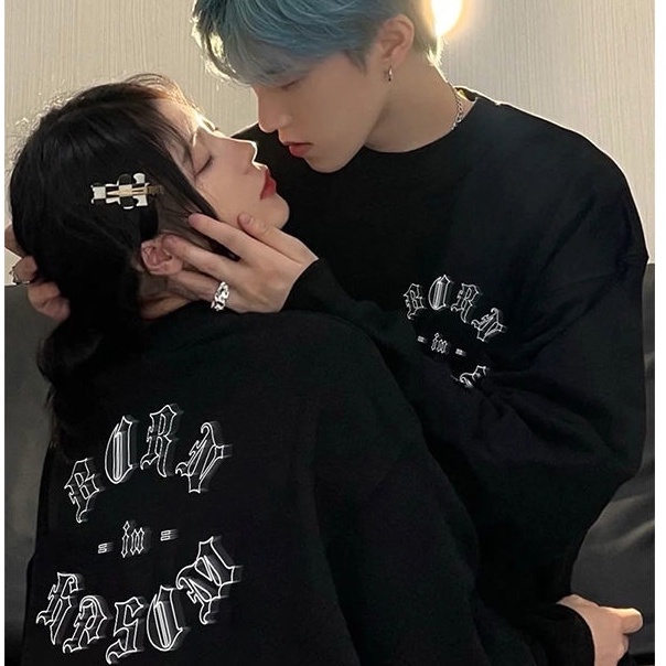 ZHELIHANGFEI  Áo Sweater Tay Dài Dáng Rộng In Chữ Cá Tính Thời Trang