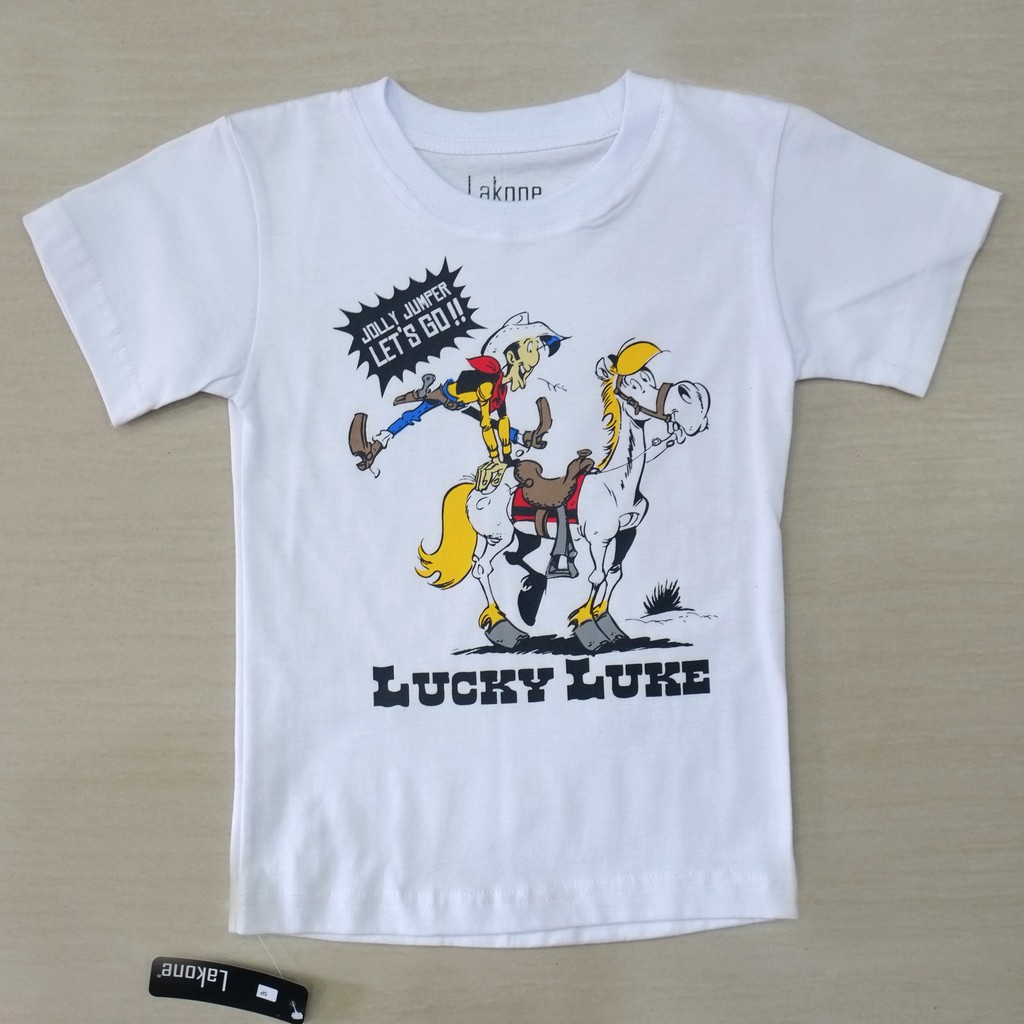 Áo Thun Màu Trắng In Chữ Lucky Luke 1