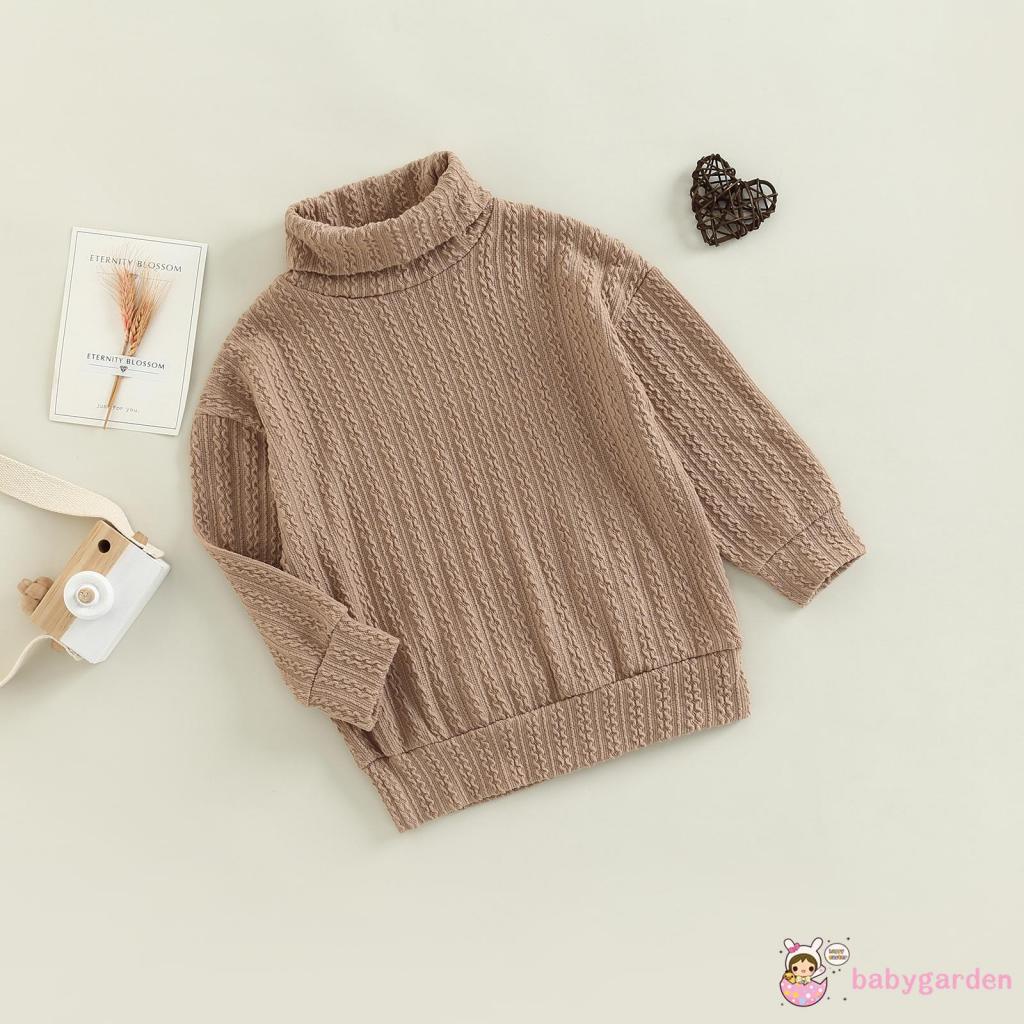 Áo Dệt Kim Tay Dài Cổ Lọ Màu Sắc Đơn Giản Cho Bé Trai 1-6 Tuổi