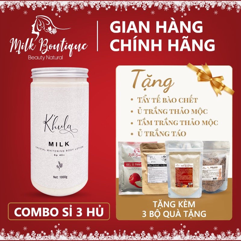 [3 Hũ 1000gr] Kem dưỡng trắng da body K'HULA MILK, không bết rít, không lộ vân kem, hàng chính hãng