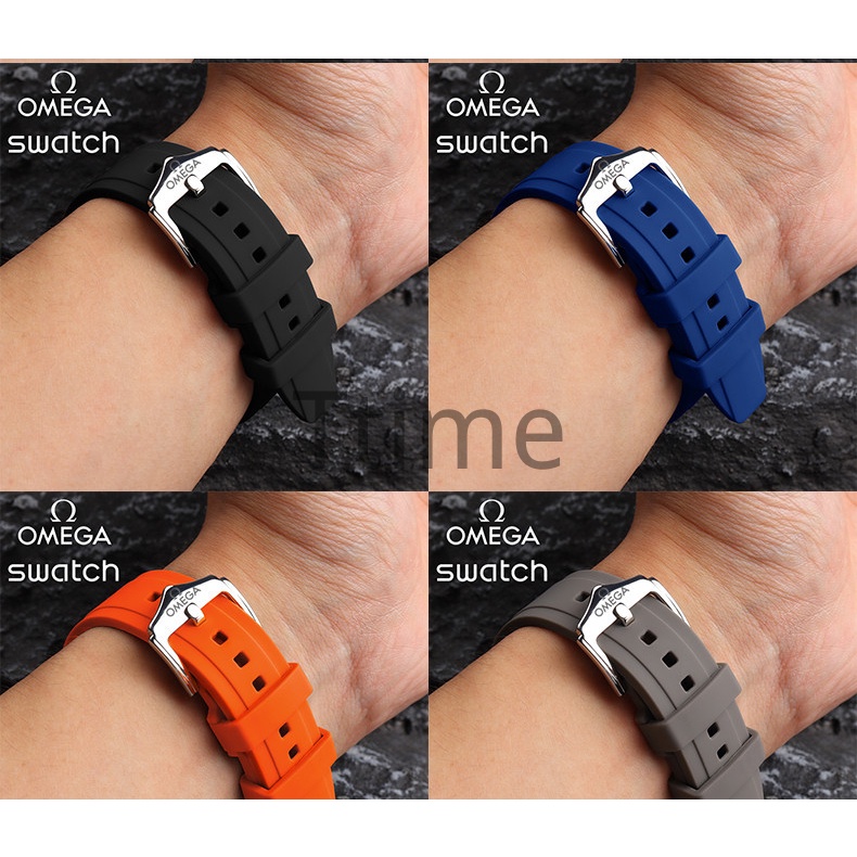 Dây Đeo Tay Bằng Silicone 20mm Chống Nước Cho Đồng Hồ Swatch Moonwatch X Omega