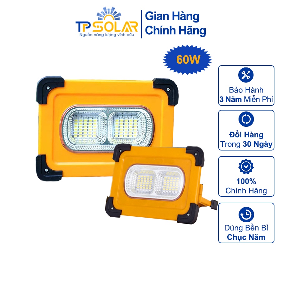 Đèn Đa Năng Cầm Tay Năng Lượng Mặt Trời TP Solar TP-X60 Công Suất 60W Chống Nước IP65, Sạc Pin Cho Điện Thoại