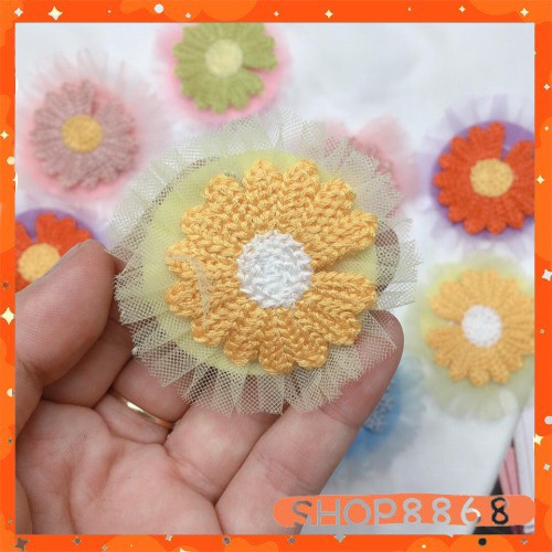 Kẹp ulzzang hoa cúc nhiều màu phối lưới - shop8868