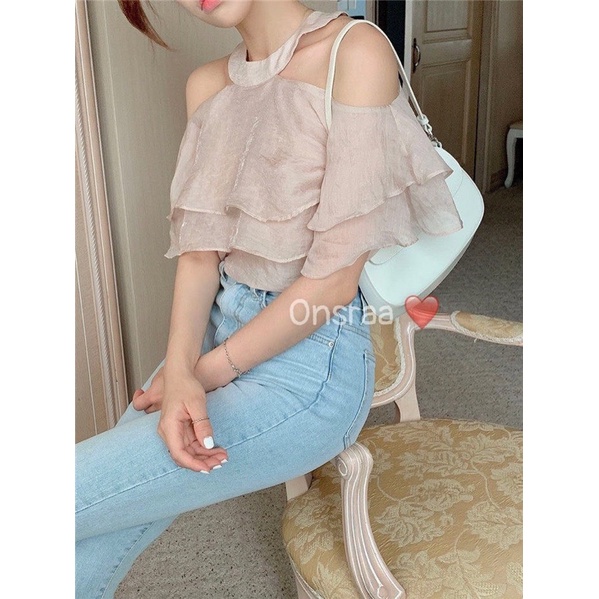 ✅ÁO HỞ VAI BÈO NHÚN HAI TẦNG XỊN XÒ ✅