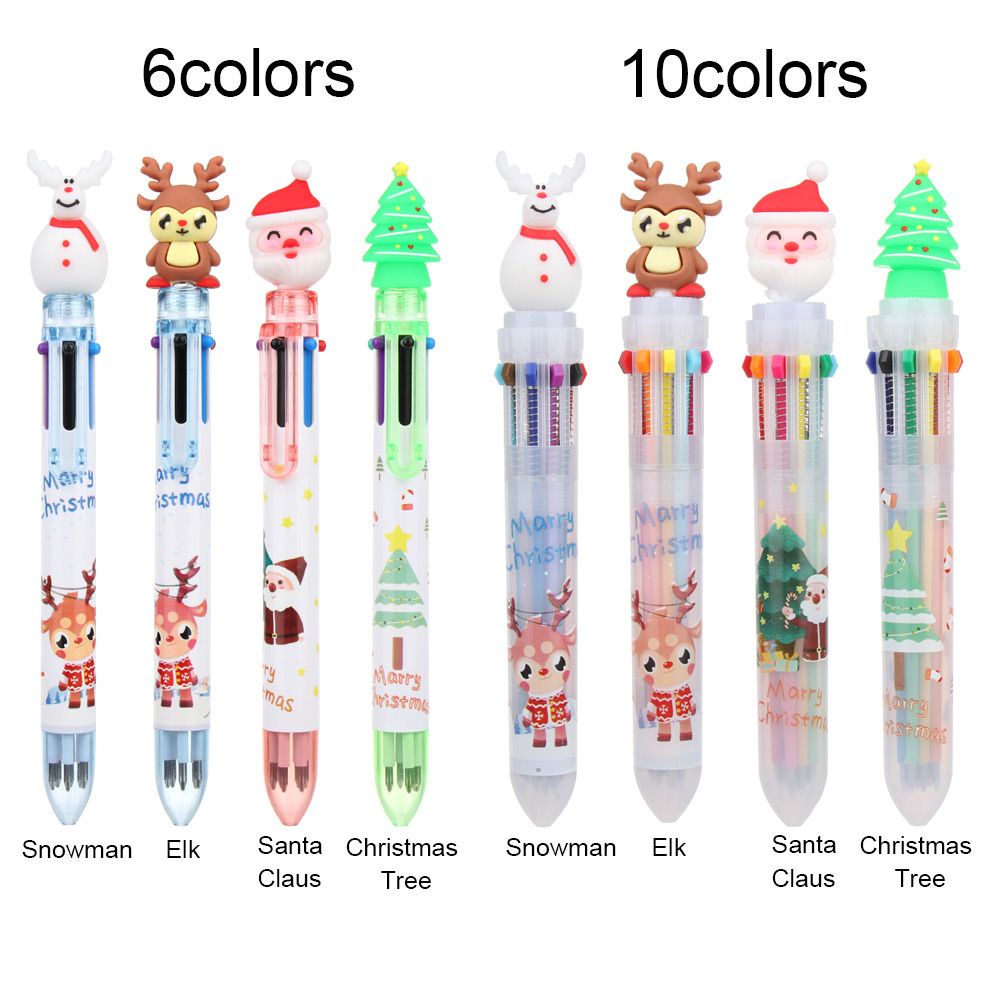 Bút Bi 6/10 Màu Họa Tiết Ông Già Noel Dễ Thương Dành Cho Học Sinh