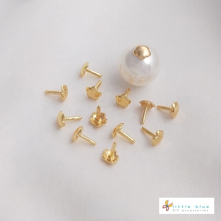 10 Phích Cắm Trang Trí Móng Tay 14K Hình Bông Hoa Bằng Đồng Mạ Vàng