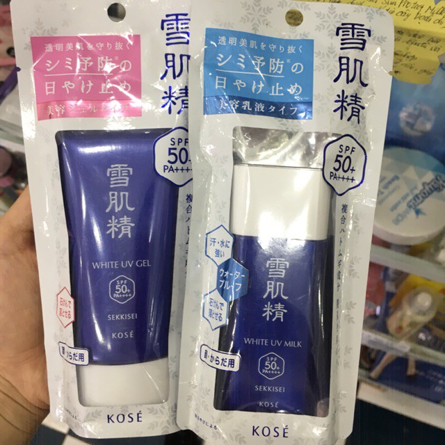Kem chống nắng Kose sekkisei White UV milk/ gel mẫu mới 2018 Nhật bản