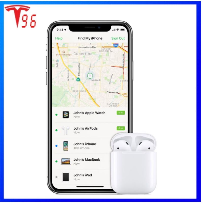 Tai Nghe Bluetooth AirPods 2 Hổ Vằn 1562M [đổi trả 15 ngày BH 1 năm] Định Vị Đổi Tên sạc không dây pin 4-5 tiếng