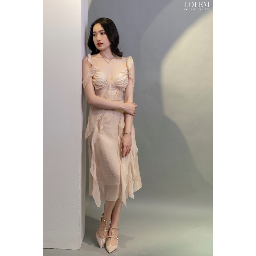 Đầm xòe tơ mây thiết kế 2 dây xếp ngực bèo thân LOLEM CLOTHING DX308