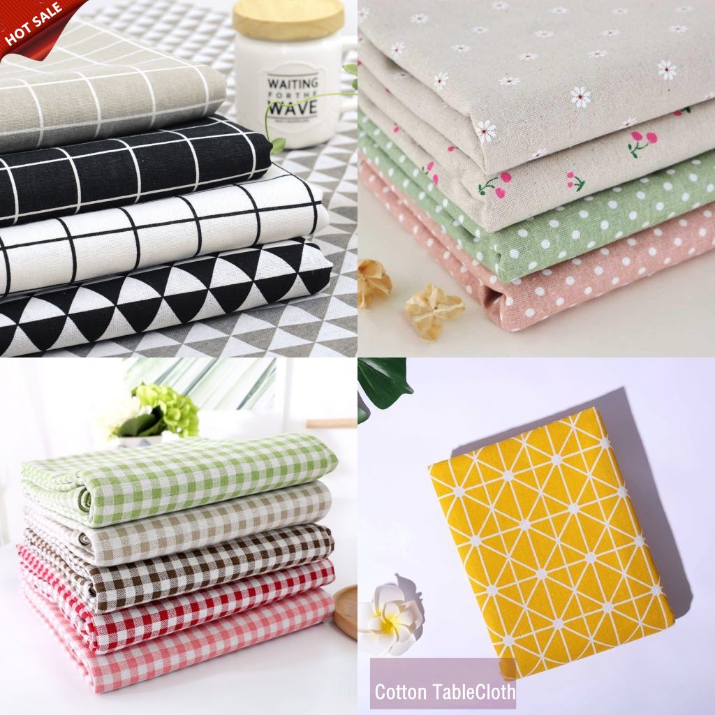 Khăn trải bàn chất liệu cotton lanh phong cách Nhật Bản nhiều màu sắc tùy chọn