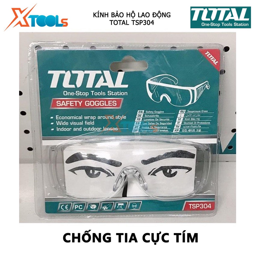 Kính bảo hộ TOTAL TSP304 kính chống bụi màu trong suốt, được làm từ chất liệu nhựa loại tốt nên có thể chịu lực tốt