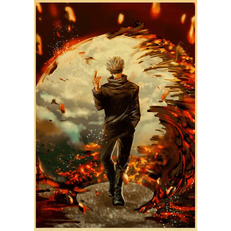 Poster Giấy Kraft In Hình Anime Jujutsu Kaisen Trang Trí Phòng Khách