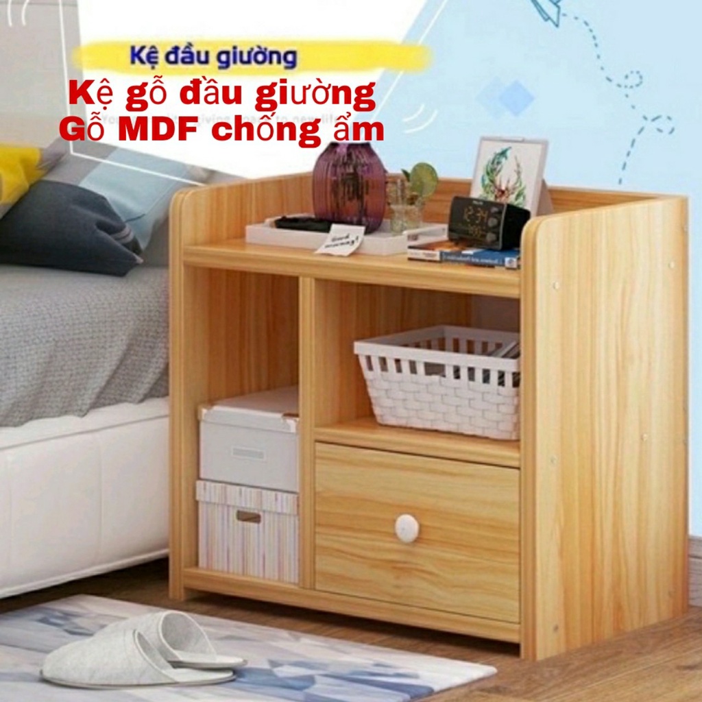 Kệ gỗ đầu giường 1 ngăn 2 ngăn tiện dụng , Kệ gỗ mini trang trí để góc tường đẹp
