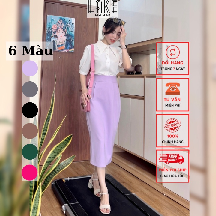 Chân váy công sở Lake fashion chân váy bom 6 màu cạp bản to che bụng form đẹp