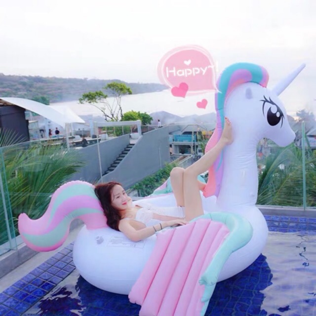 Phao Bơi Pony 265cm Người Lớn Khổng Lồ Kèm Bơm + Phao Mini