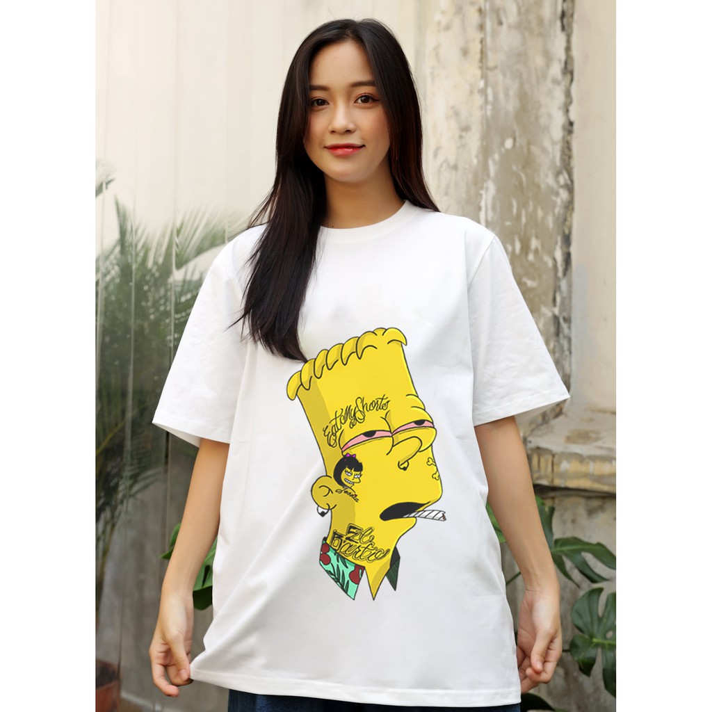 Áo thun tay lỡ form rộng nam nữ HELLO , Áo phông nữ rộng unisex oversize cotton 100% cổ tròn tay ngắn SIMPSON  - Ap06