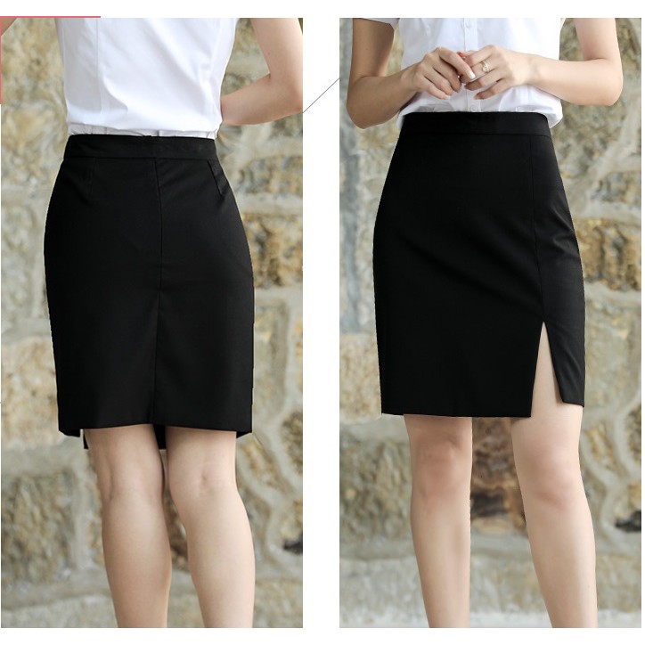 Chân váy công sở xẻ tà trước,Váy bút chì xẻ trước màu đen-chất umi co giãn | BigBuy360 - bigbuy360.vn