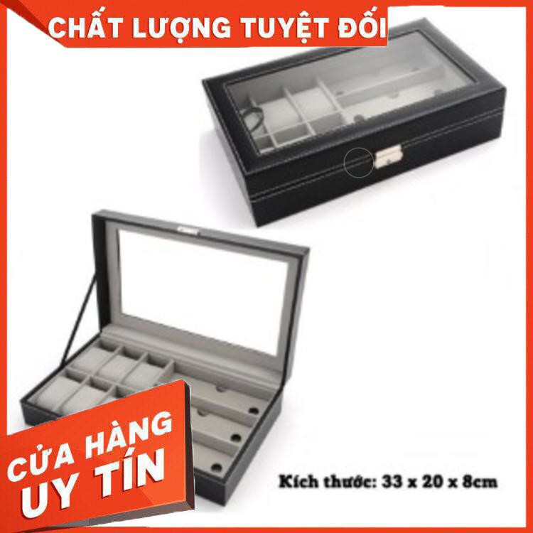 Hộp đựng kính đồng hồ【Free Ship】3 kính và 6 đồng hồ bằng gỗ chắc chắn【Gia Dụng Giá Siêu Rẻ】