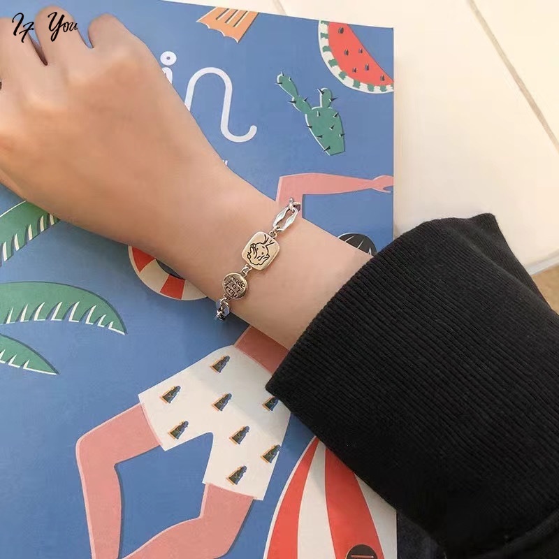 Vòng tay AY mạ bạc khắc chữ dễ thương thời trang cho nữ