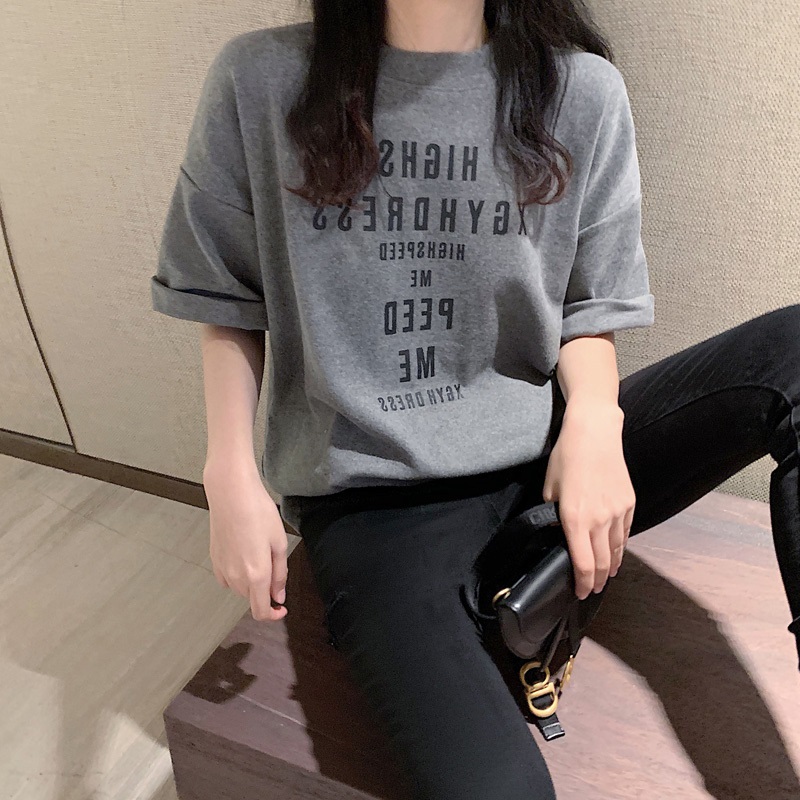 Áo thun ngắn tay in chữ thời trang mùa hè dành cho nữ