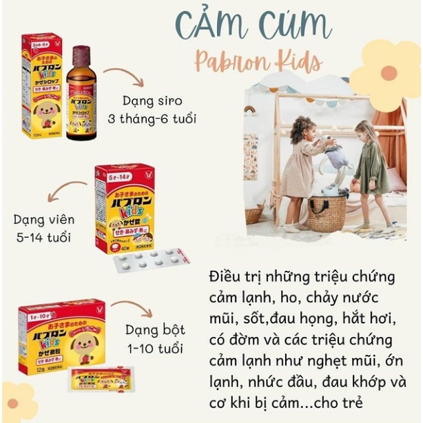 [3m+] Siro Paburon S Nhật Bản Giúp Giảm Đau Họng, Sốt,... Cho Bé Chai 120ml