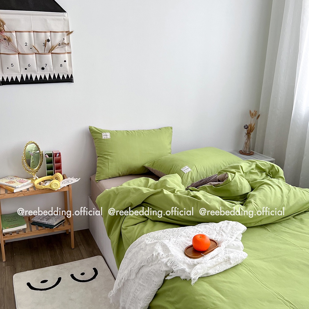 Bộ chăn ga gối Cotton TC REE Bedding Xanh cốm đủ size giường nệm CTC150