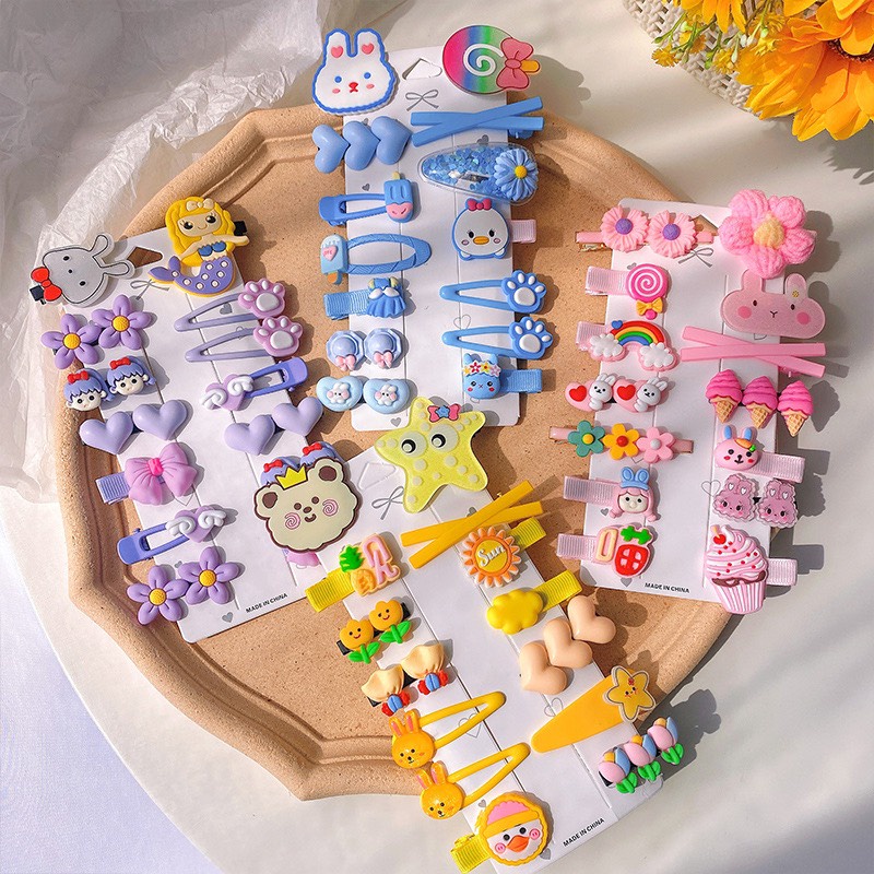 Set 14 Kẹp Tóc Mái Nhiều Hình Cute Dễ Thương Cho Bé