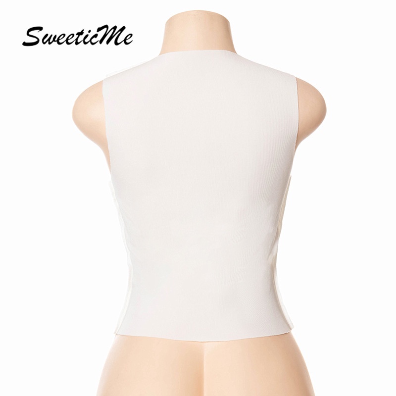 Sweeticme Áo Sát Nách Cổ Tròn Phối Cà Vạt Quyến Rũ Cho Nữ 2021 | BigBuy360 - bigbuy360.vn