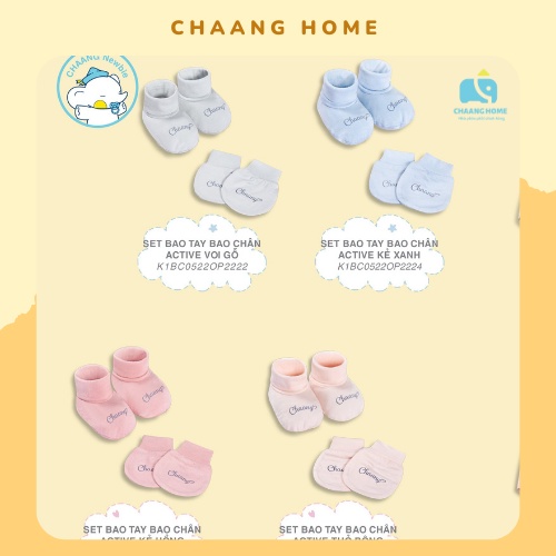 Set bao tay bao chân cotton cho bé sơ sinh Chaang active