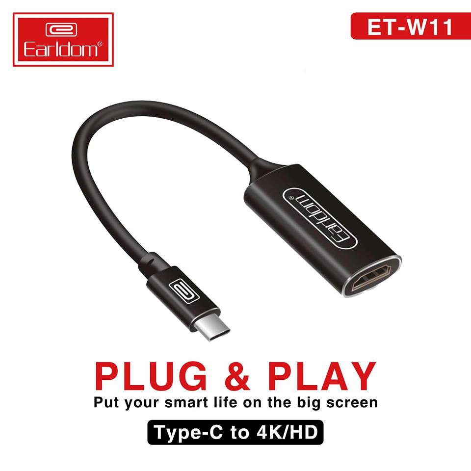 (BH Chính Hãng 5 Năm) Cáp chuyển đổi USB Type-C to HDMI Earldom ET-W11