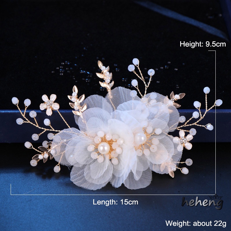 Trâm Cài Tóc Hoa Trắng Đính Đá Pha Lê Cho Cô Dâu