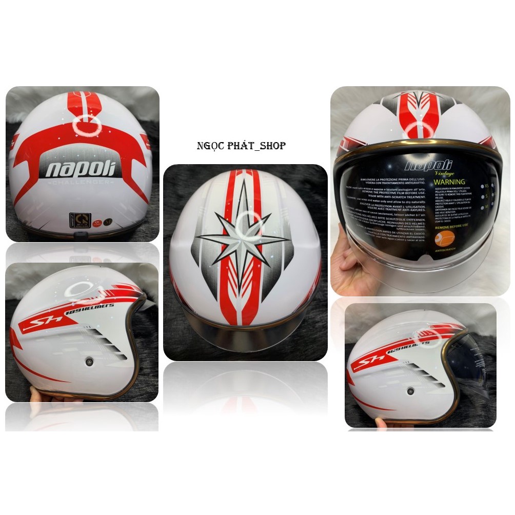 MŨ BẢO HIỂM che cả đầu và tai, có kính NAPOLI_[PHONG CÁCH PHƯỢT THỂ THAO]_SIZE M 53-55cm