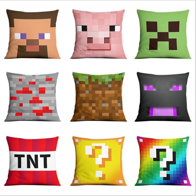 Vỏ Gối In Họa Tiết Hoạt Hình Minecraft Độc Đáo Trang Trí Nhà Cửa
