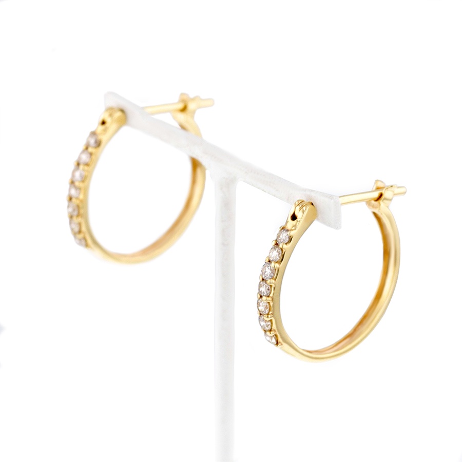 Khuyên tai tròn vòng vàng đính kim cương ESTELLE